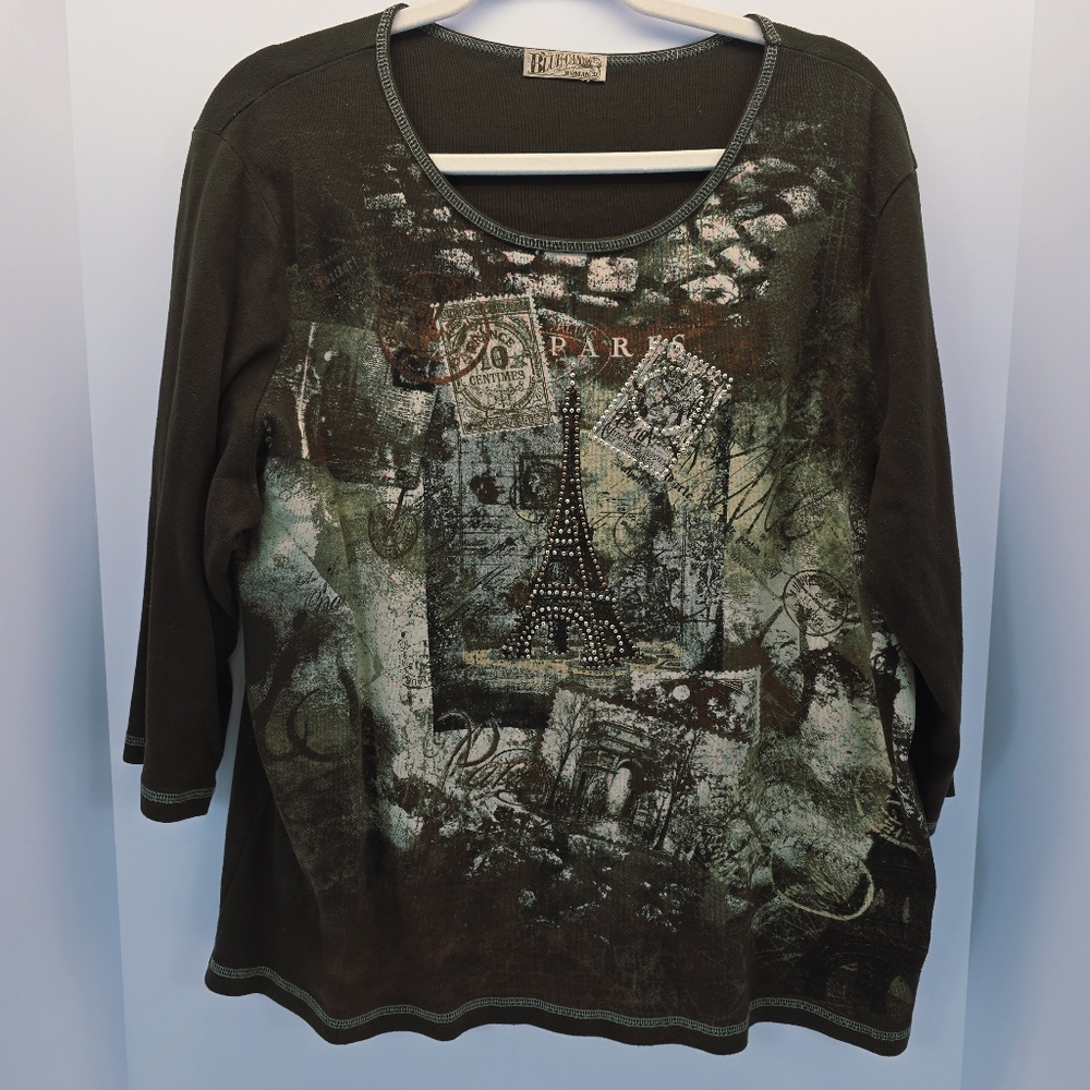 Blue Canyon Clothing Woman 3X Shirt Brown Rhinestones